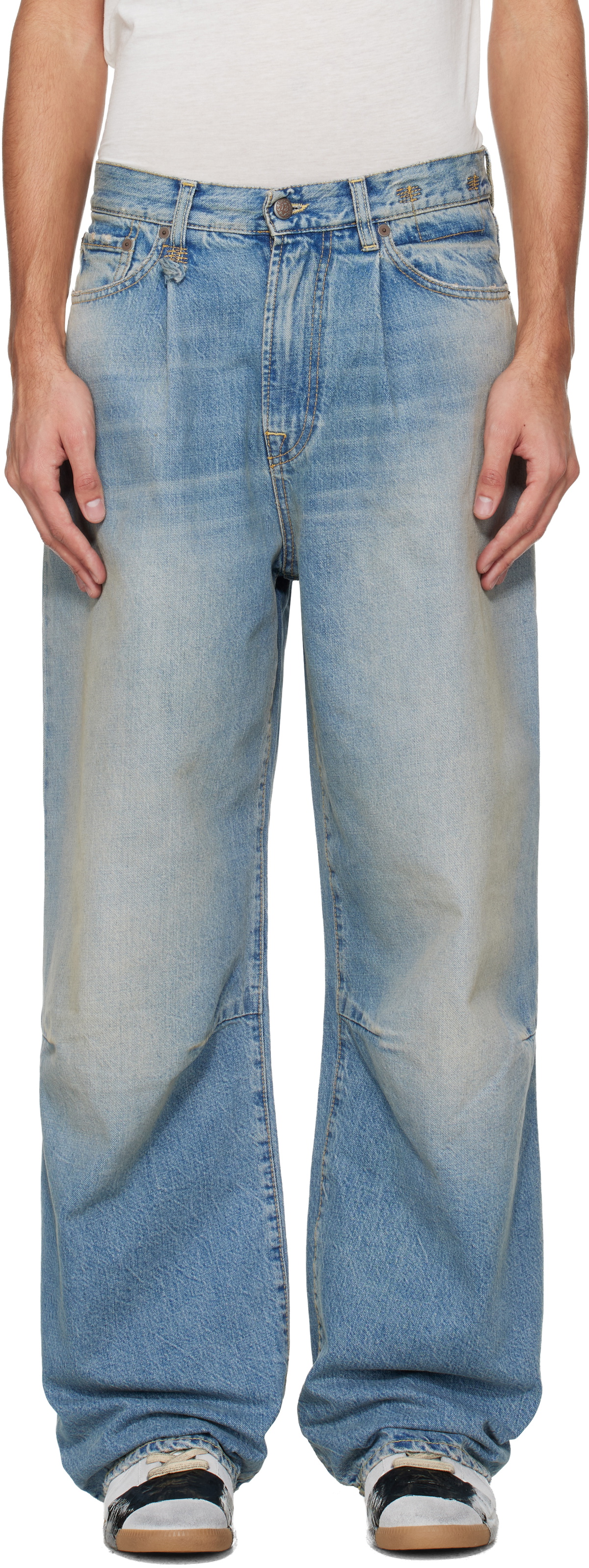 R13 Blue Wayne Articulated Knee Jeans R13