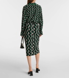 Diane von Furstenberg Willow printed ruched midi skirt