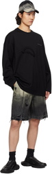 Feng Chen Wang Black & Beige Gradient Denim Shorts