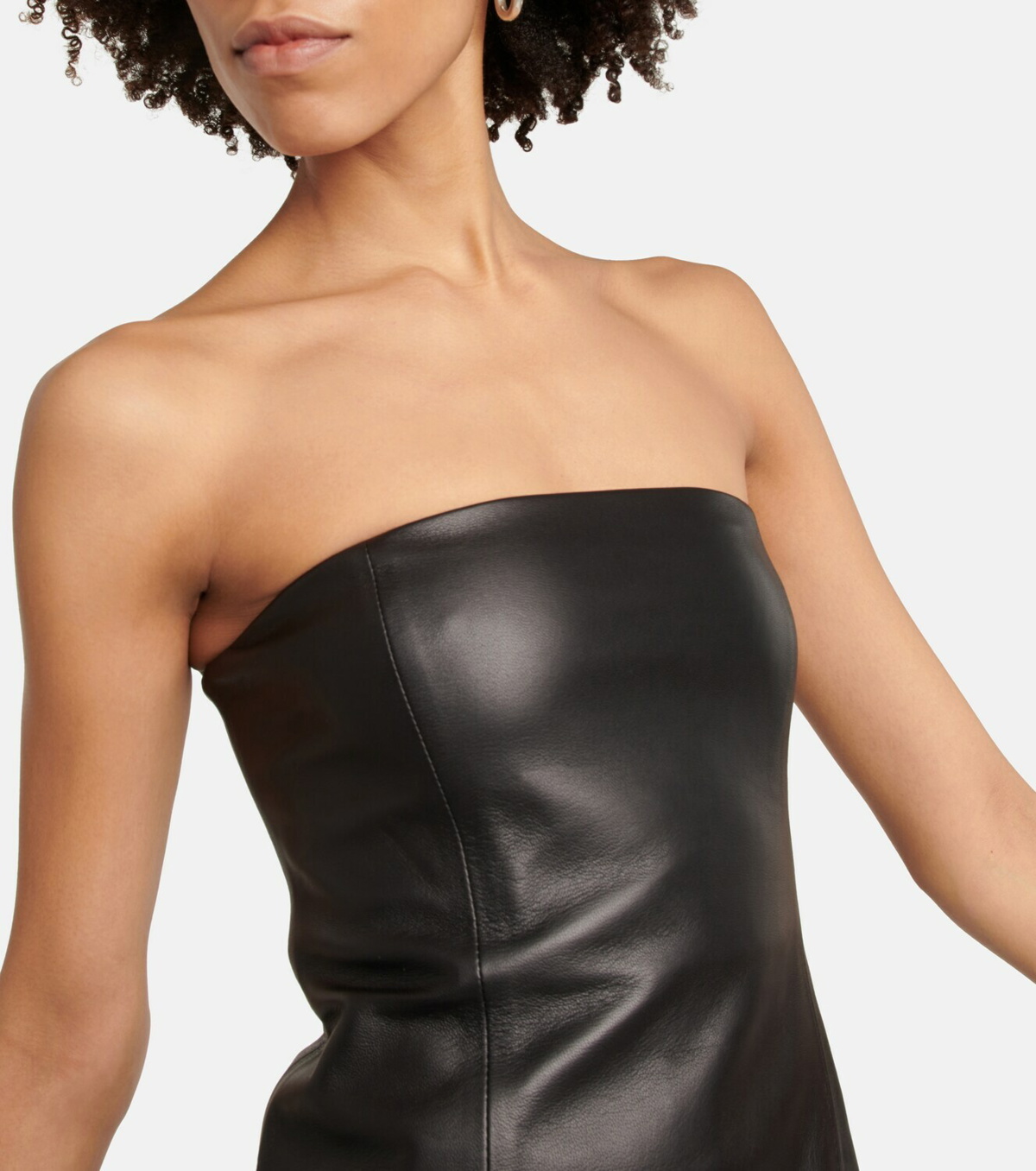 CO Strapless leather bustier top