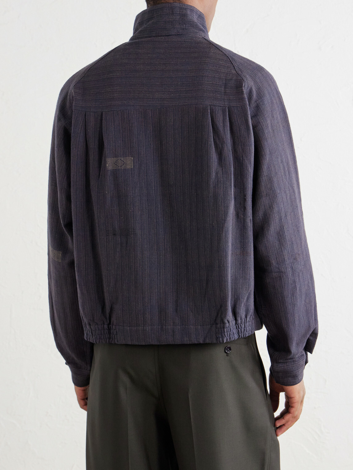 Kardo - Stanley Embroidered Pinstriped Cotton Bomber Jacket - Blue