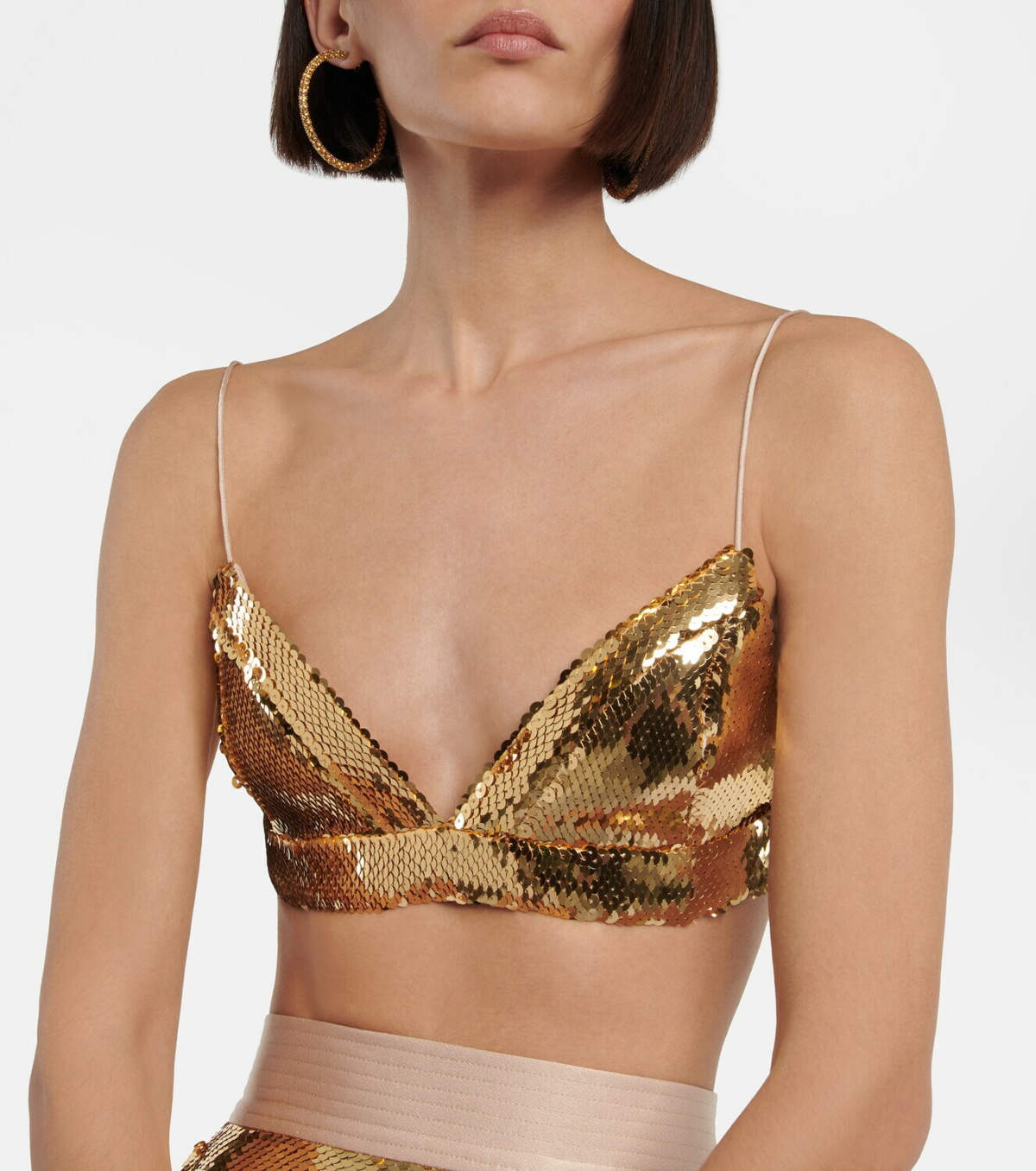 Sequined bralette in silver - Alex Perry
