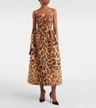 Oscar de la Renta Animal-print faille bustier dress