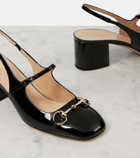 Gucci Horsebit 55 patent leather slingback pumps