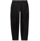 Monitaly - Tapered Pleated Cotton-Sateen Trousers - Black