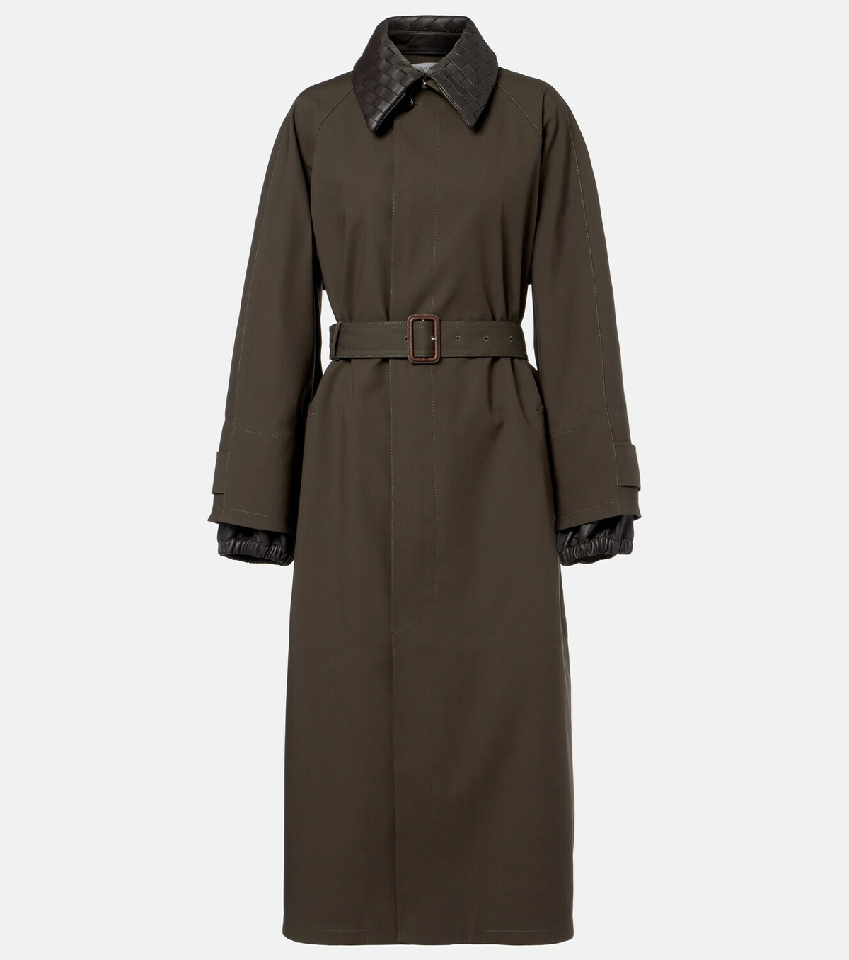 Bottega Veneta Leather-trimmed trench coat