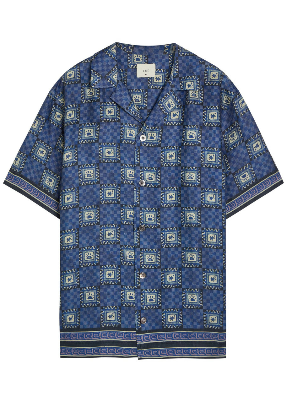 Che Telha Printed Linen Shirt Blue