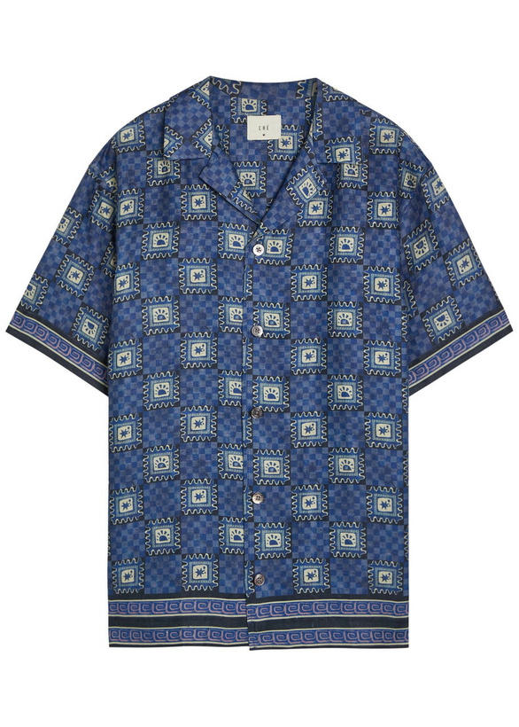 Photo: Che Telha Printed Linen Shirt Blue