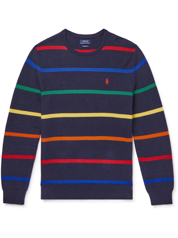 Photo: Polo Ralph Lauren - Logo-Embroidered Striped Pima Cotton-Piqué Sweater - Multi