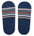Marcoliani - Invisible Touch Striped Stretch Cotton-Blend No-Show Socks - Blue