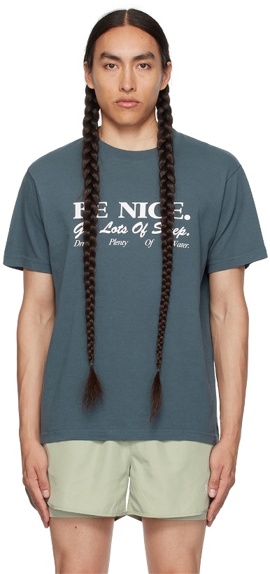 Photo: Sporty & Rich SSENSE Exclusive Blue 'Be Nice' T-Shirt