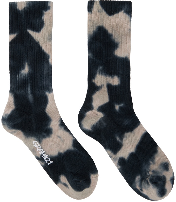 Photo: Gramicci Navy & Beige Tie-Dye Socks
