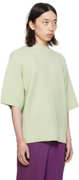 HOMME PLISSÉ ISSEY MIYAKE Green Rustic Knit Sweater