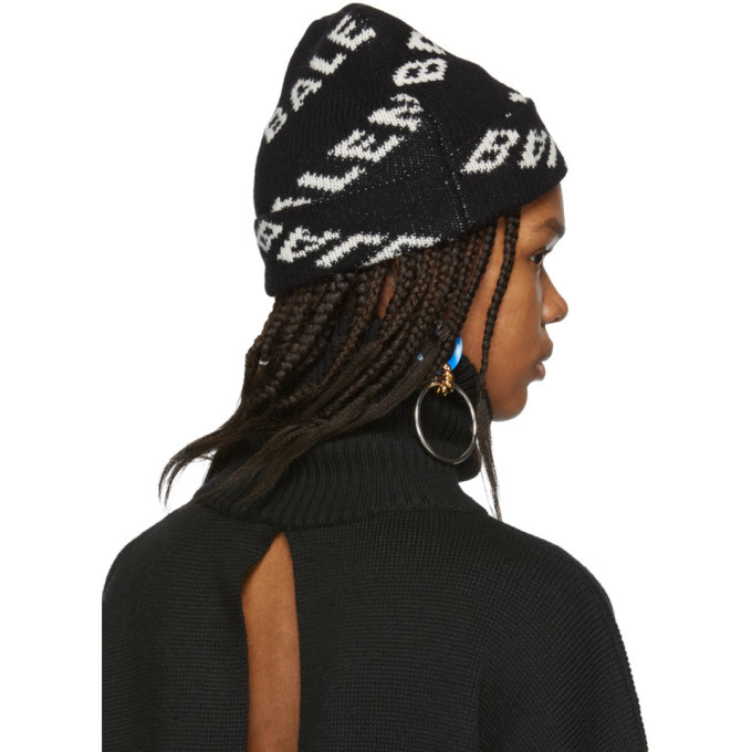 Balenciaga Black and White Jacquard Logo Beanie Balenciaga Balenciaga Black and White Jacquard Logo Beanie Balenciaga