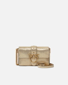 Pinko Mini Love Bag Suede Glitter Crossbody Bag Gold/Sand Antique Gold