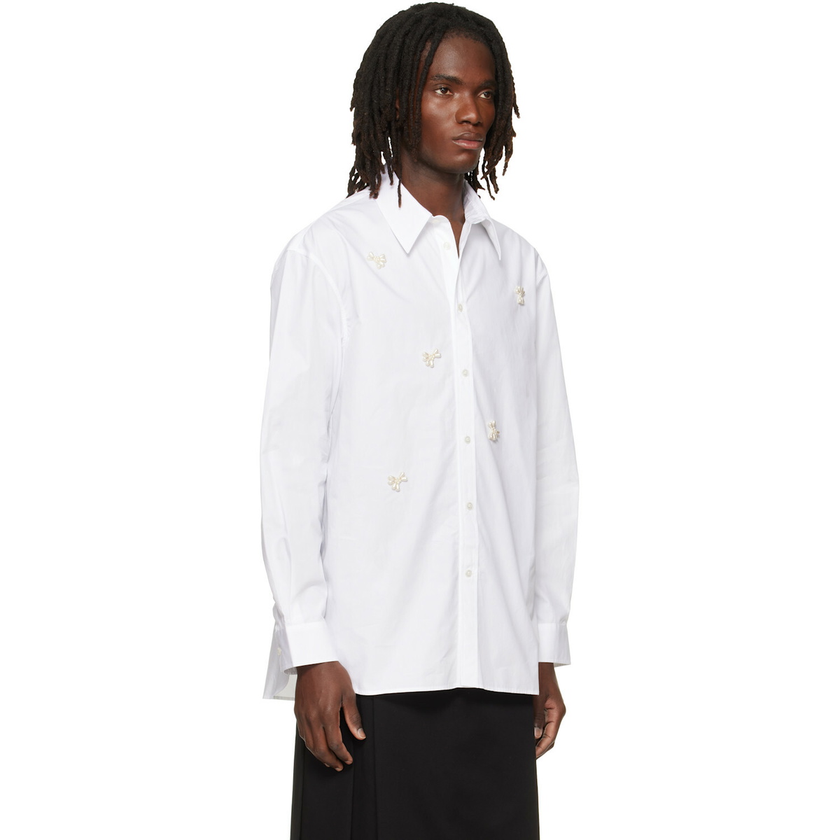 Simone Rocha White Turbo Beaded Easy Shirt