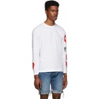 Comme des Garcons Play White and Red Logo Multi Hearts Long Sleeve T-Shirt
