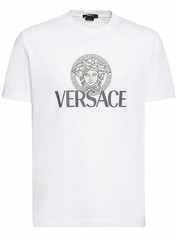 Photo: VERSACE - Logo Printed Cotton T-shirt