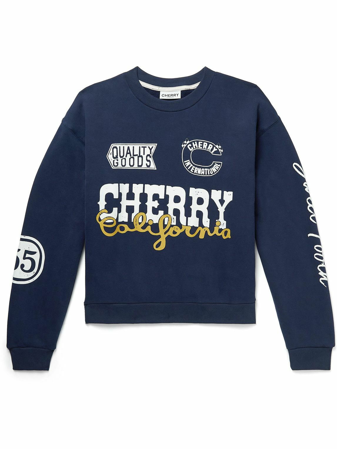 CHERRY LA - Logo-Print Cotton-Jersey Sweatshirt - Blue CHERRY LA