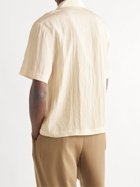 Deveaux - Resort Camp-Collar Crinkled-Satin Shirt - Neutrals