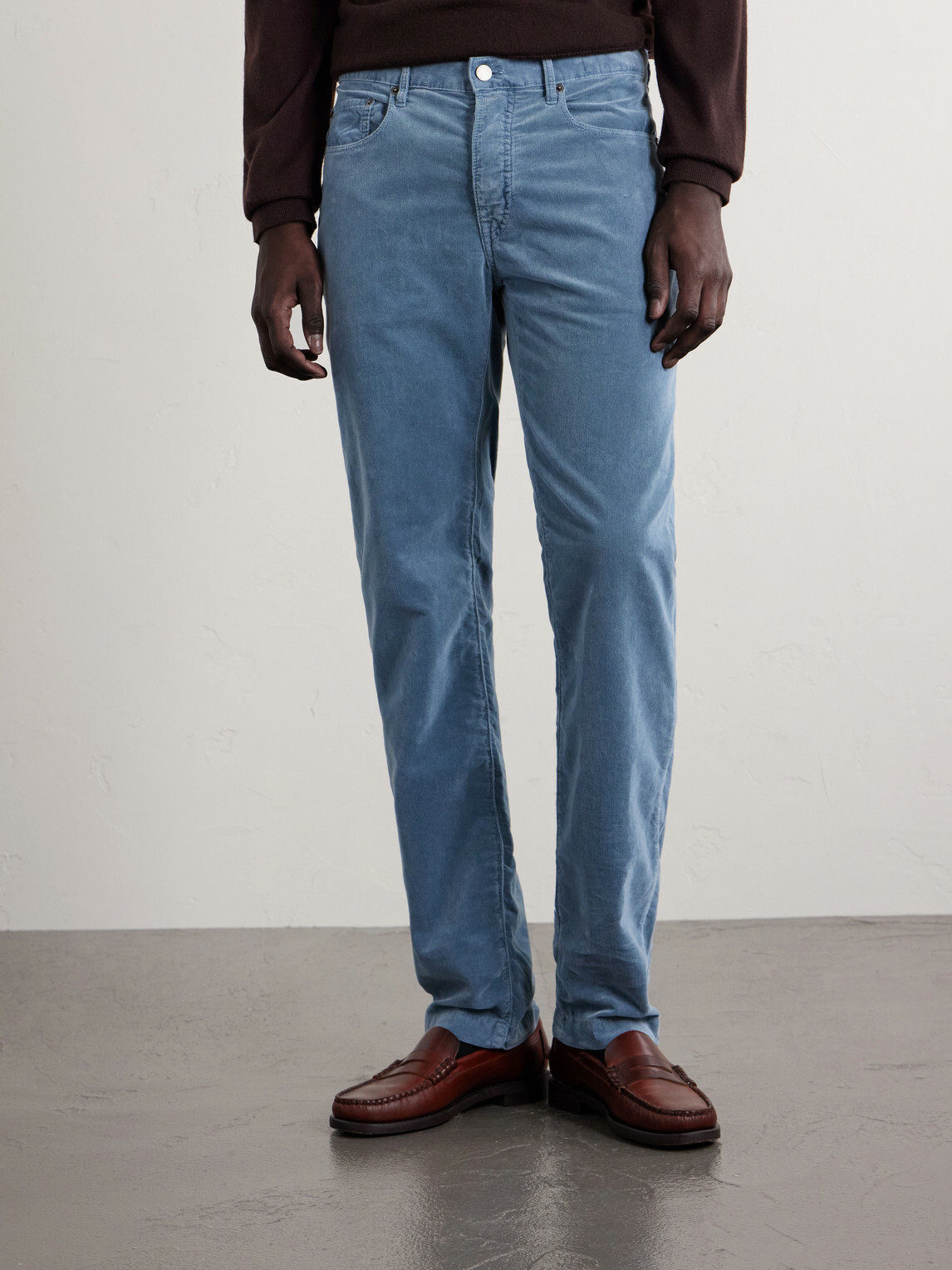 Massimo Alba - Alunga Straight-Leg Cotton-Velvet Five Pockets Trousers - Blue