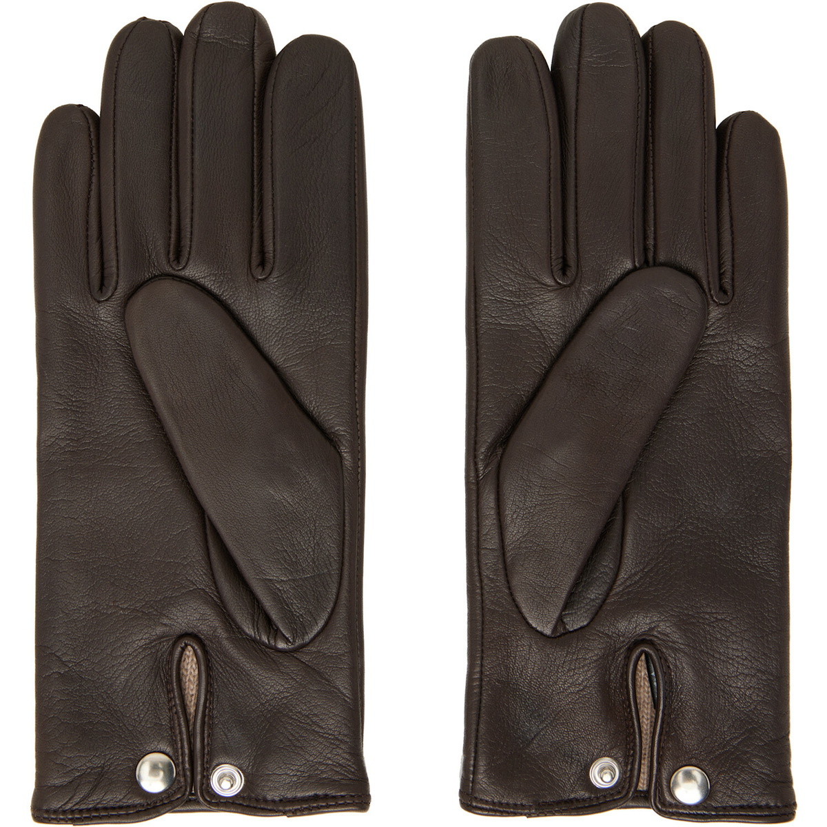 Ernest W. Baker Brown Cashmere Lined Leather Gloves