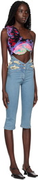 Masha Popova Blue Butterfly Waistband Capri Jeans