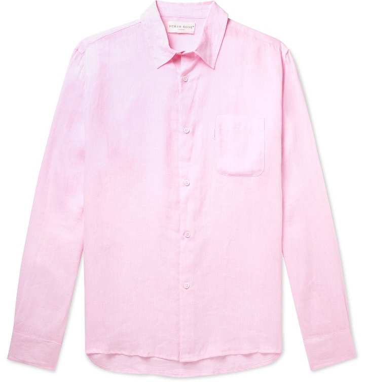 Photo: DEREK ROSE - Monaco Linen Shirt - Pink
