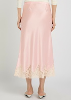 Reformation Carolina Lace-trim Silk Skirt Light Pink
