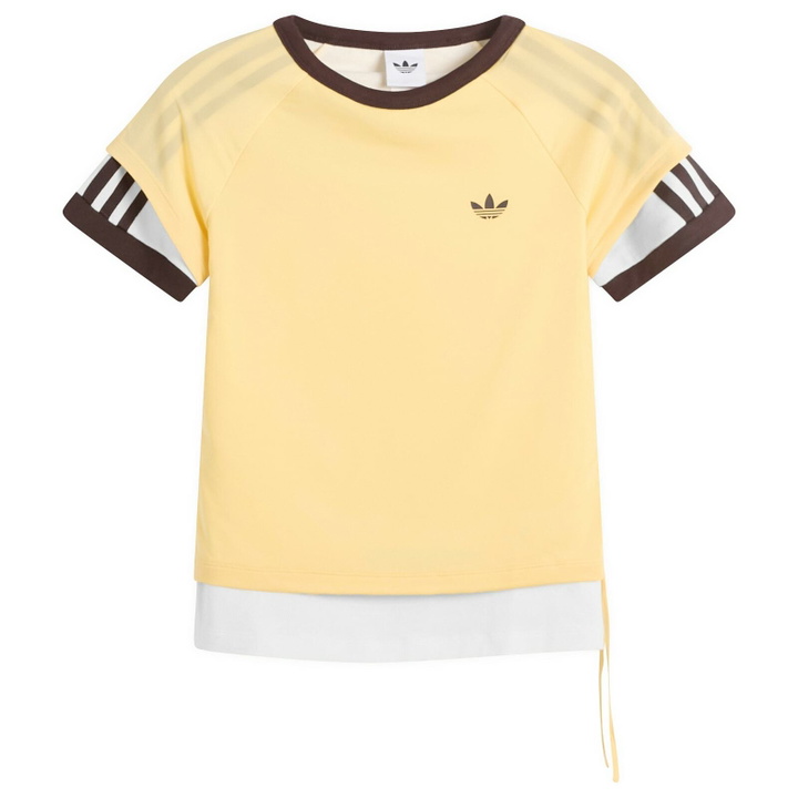 Photo: Adidas Women's Layered Cali T-Shirt in Orange Tint/Off White