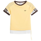 Adidas Women's Layered Cali T-Shirt in Orange Tint/Off White