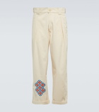 Adish - Embroidered straight cotton pants