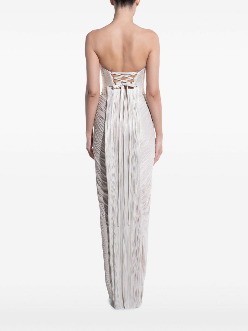 Maria Lucia Hohan White Jasleen Pleated Gown