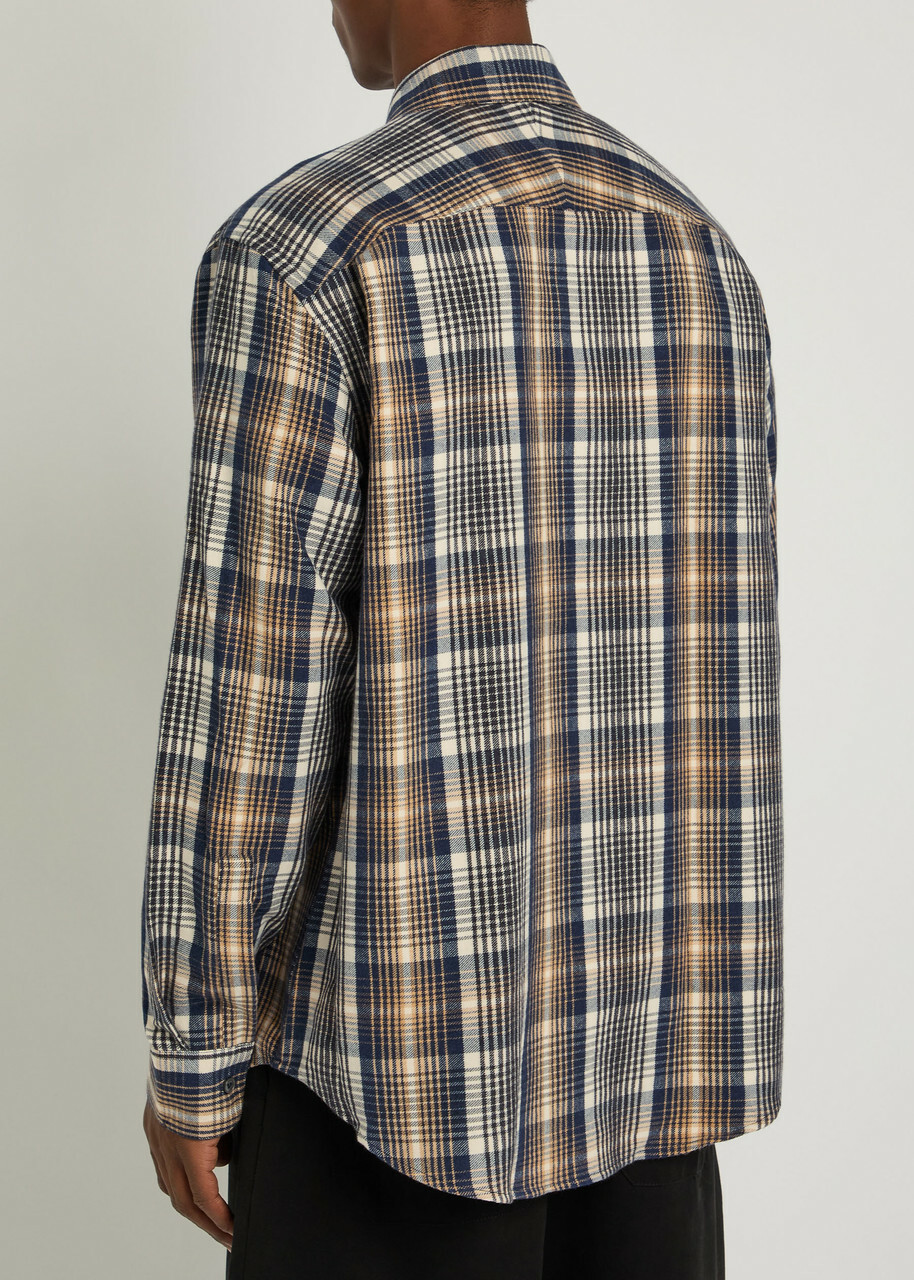 Studio Nicholson Checked Brushed-cotton Shirt Navy