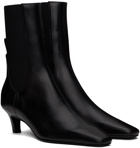 TOTEME Black 'The Mid Heel' Leather Boots