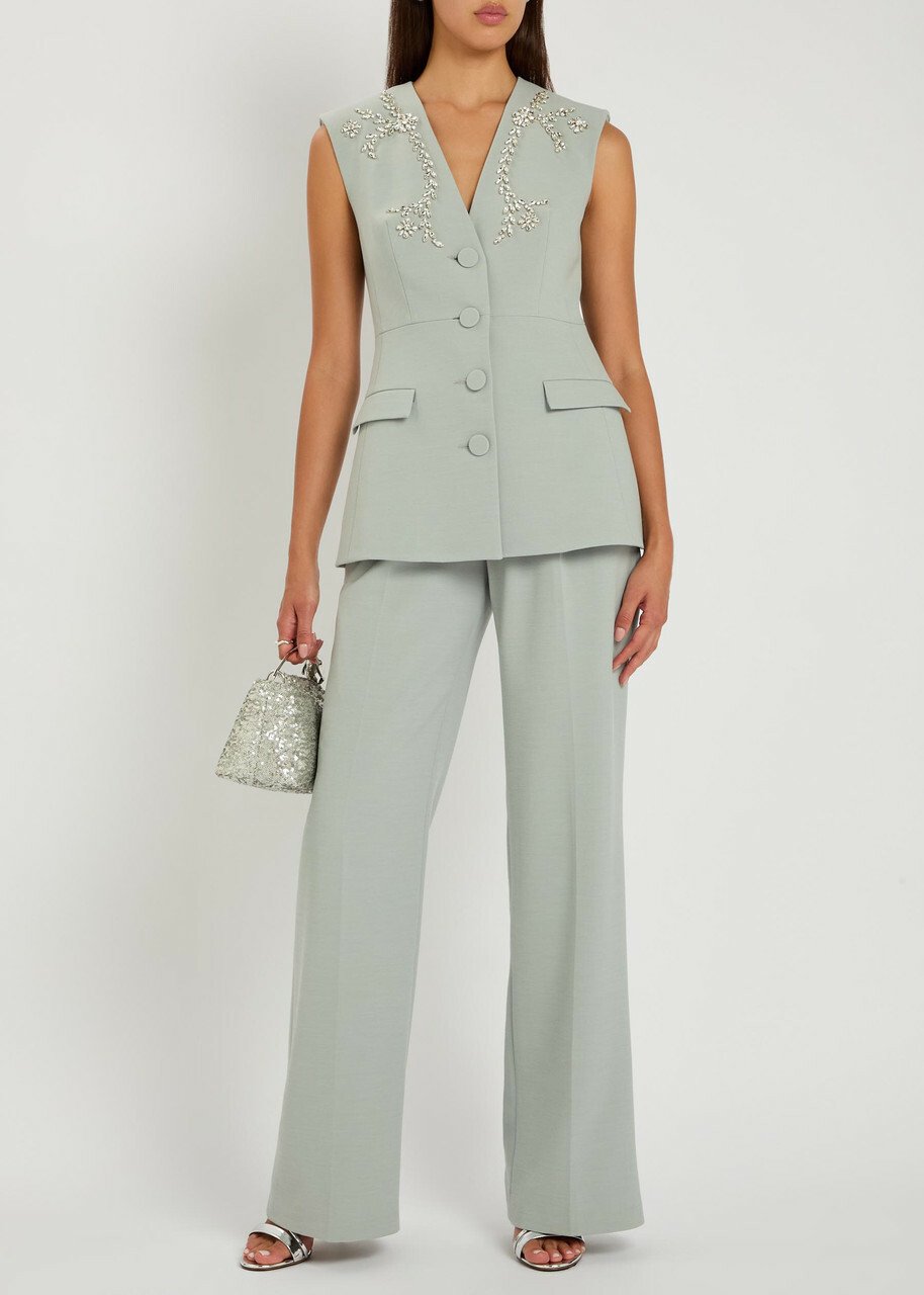 Huishan Zhang Lucian Pleated Wide-leg Woven Trousers Grey