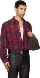 TONYWACK Red Washed Cotton Blend Check Shirt