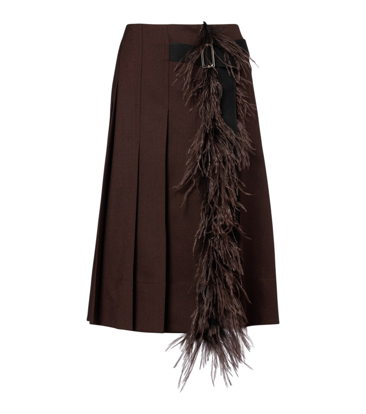 Photo: Plan C Feather-trimmed pleated wrap skirt
