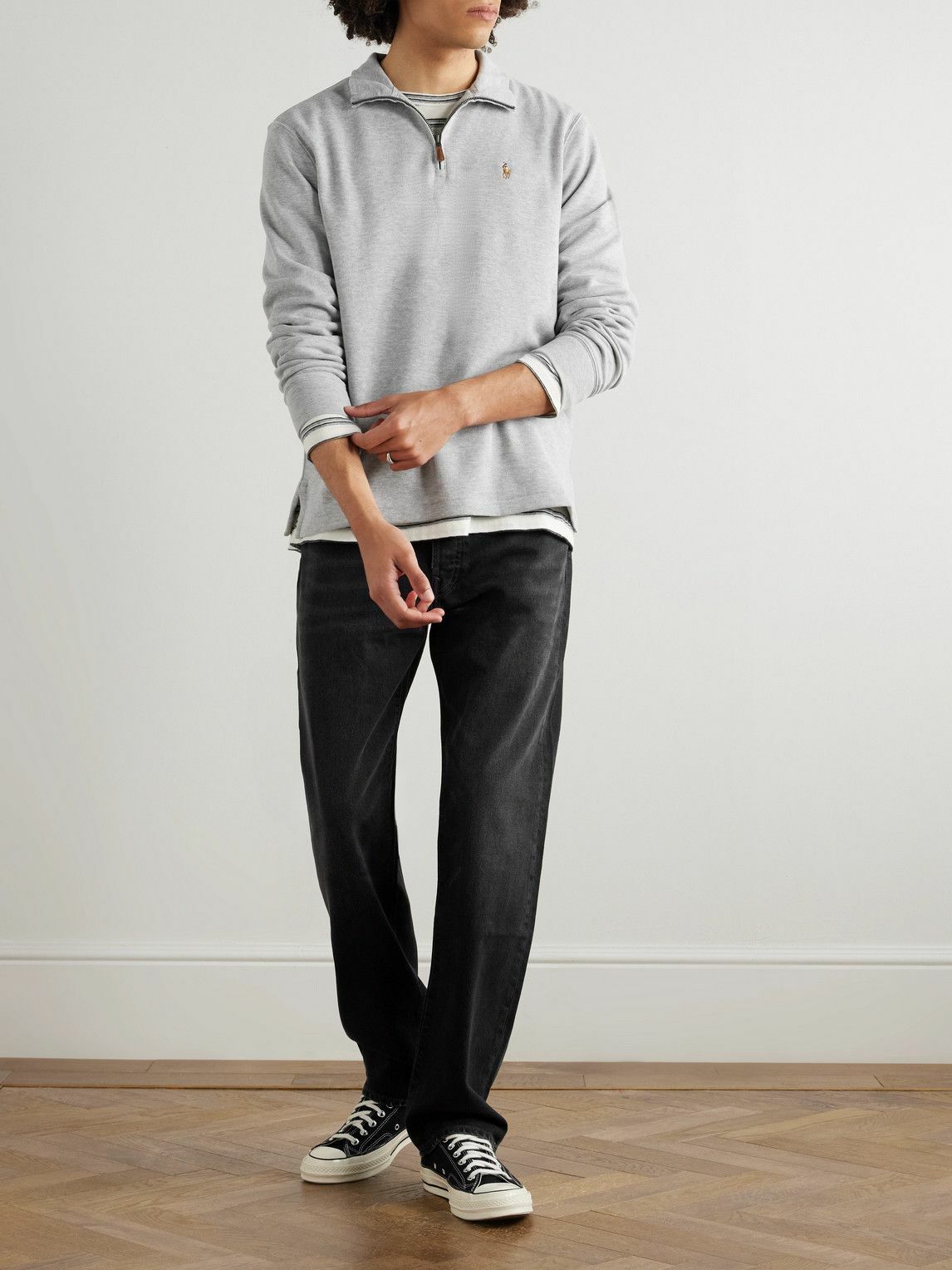 Polo Ralph Lauren - Logo-Embroidered Cotton-Jersey Half-Zip