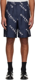 Givenchy Navy Silk Twill Bermuda Shorts