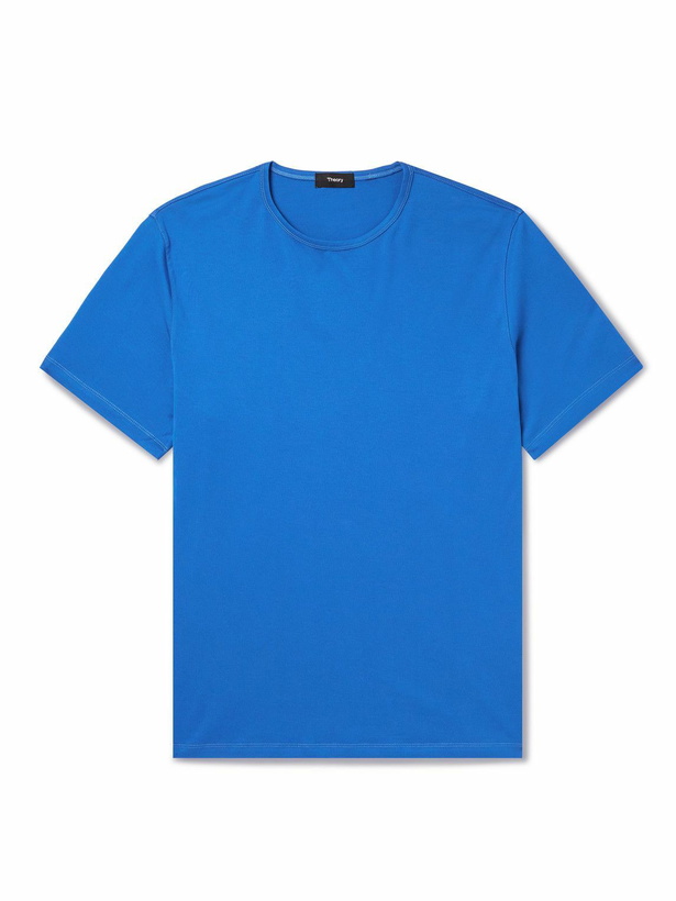 Photo: Theory - Precise Cotton-Jersey T-Shirt - Blue