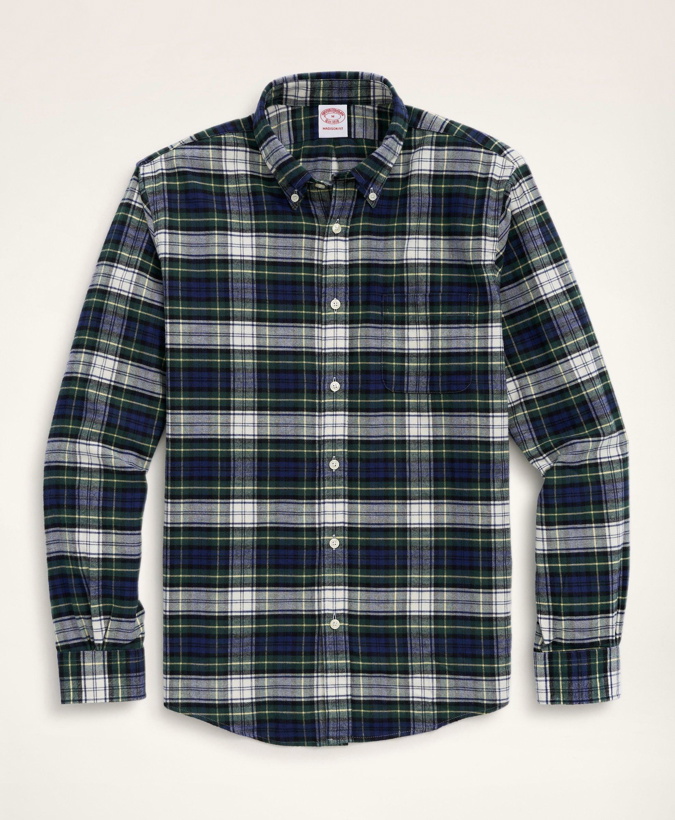 Photo: Brooks Brothers Men's Madison Relaxed-Fit Portuguese Flannel Shirt | White
