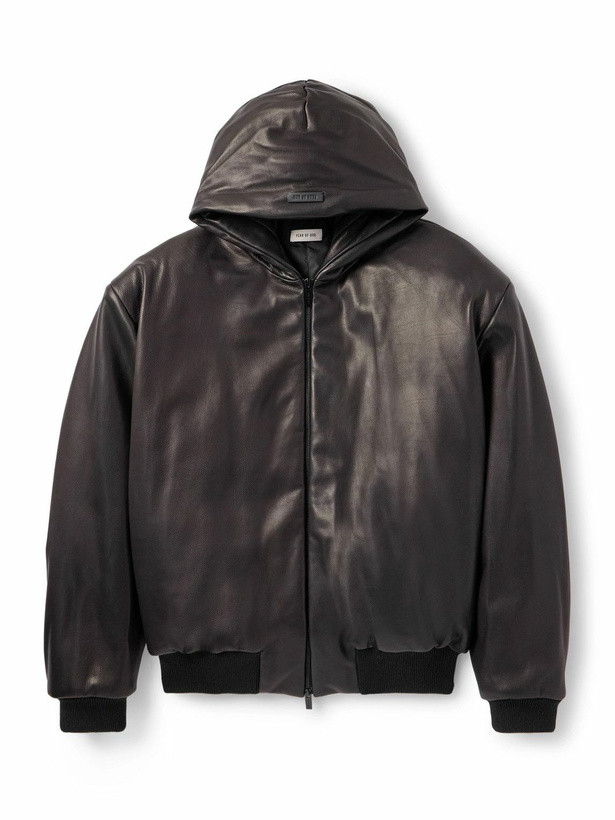 Photo: Fear of God - Padded Leather Hooded Bomber Jacket - Black