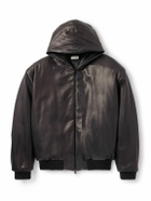 Fear of God - Padded Leather Hooded Bomber Jacket - Black