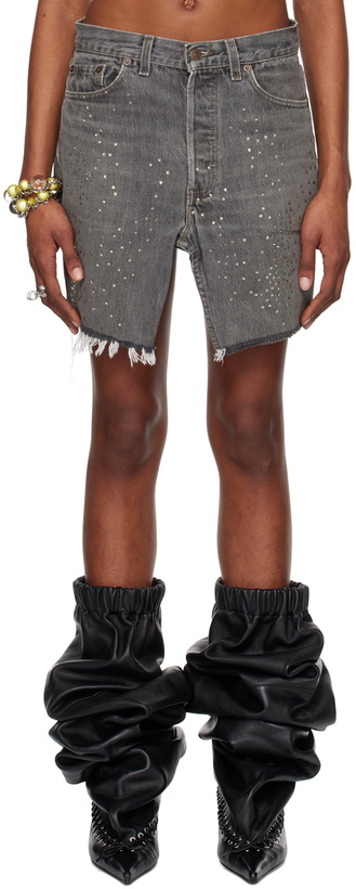 Photo: ALL-IN Gray Display Denim Miniskirt