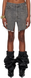 ALL-IN Gray Display Denim Miniskirt