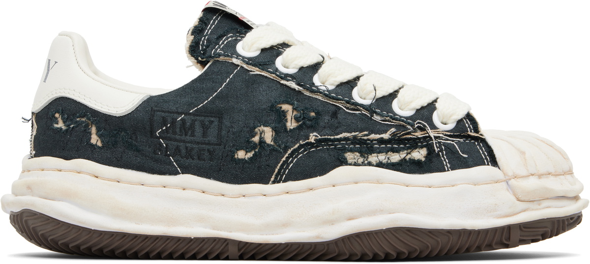 Maison MIHARA YASUHIRO Black 'Blakey' OG Sole Ripped Overdye Canvas Sneakers