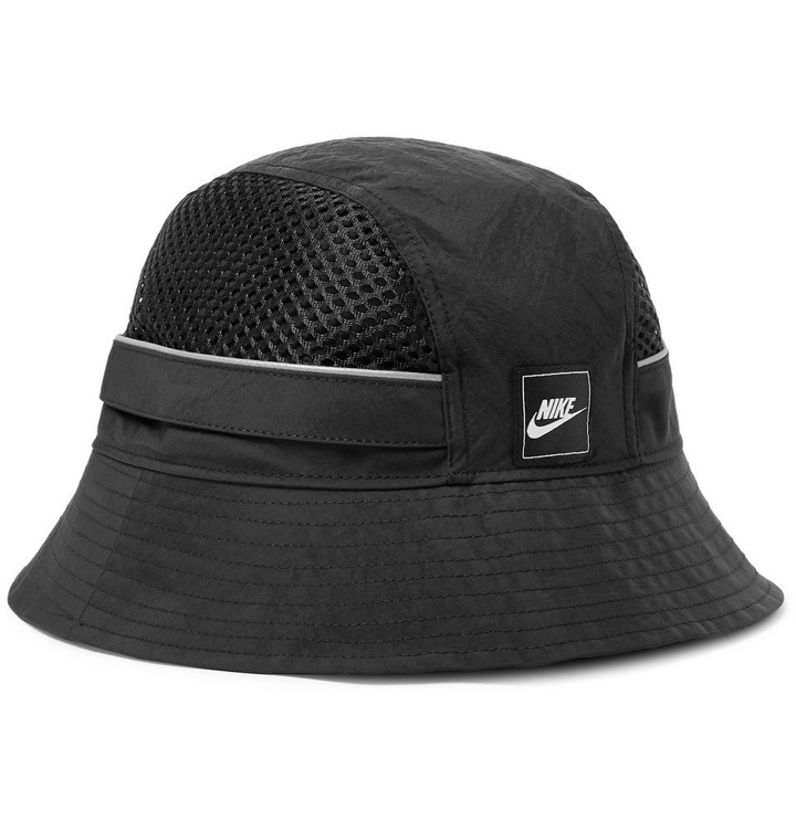 Photo: Nike - Sportswear Logo-Appliquéd Nylon and Mesh Bucket Hat - Black