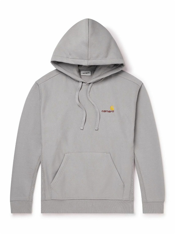 Photo: Carhartt WIP - American Script Logo-Embroidered Cotton-Blend Jersey Hoodie - Gray