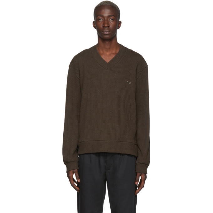 Photo: LHomme Rouge Brown Home V-Neck Sweater